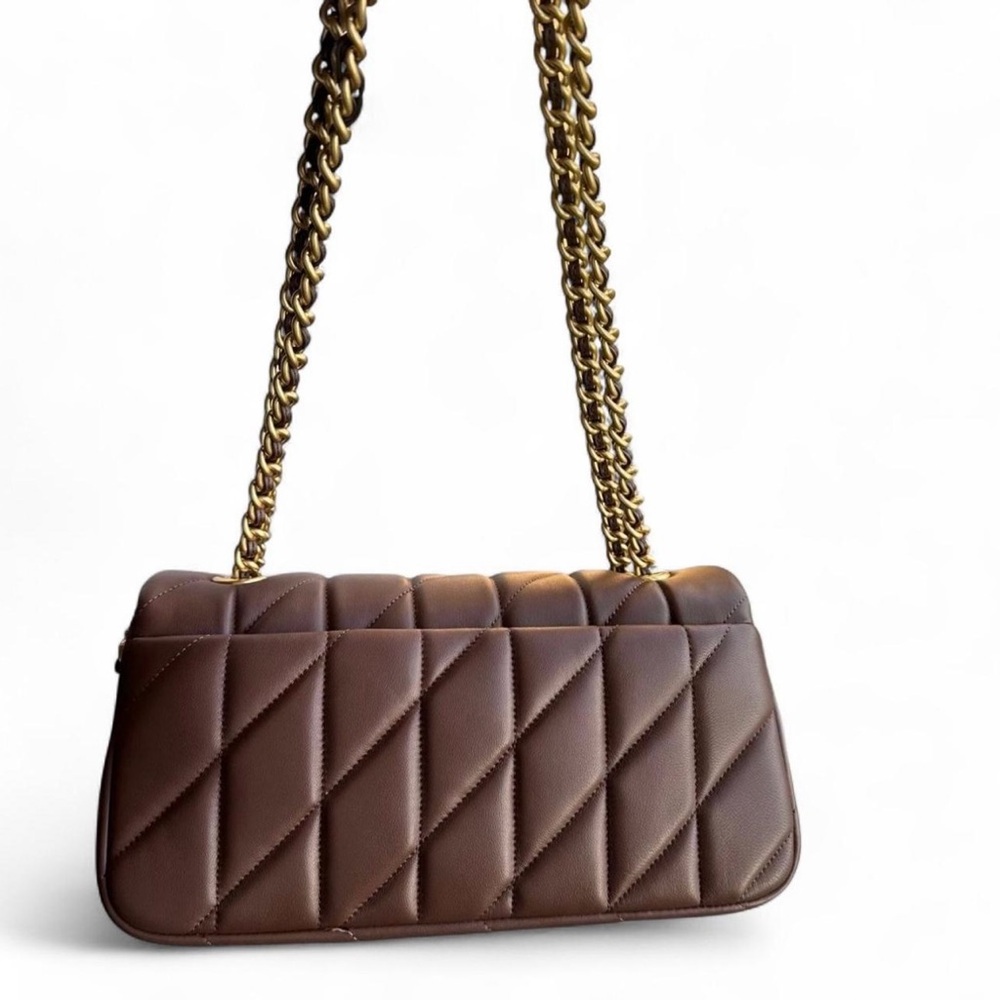 Coach Quilted Shoulder Bag in Brown with Gold Hardware - Picture 4 of 6
